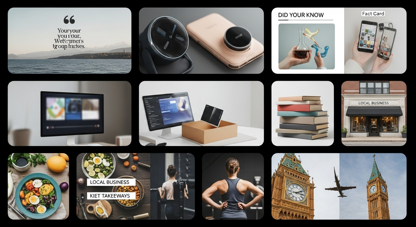 A collage of different faceless Instagram post ideas.